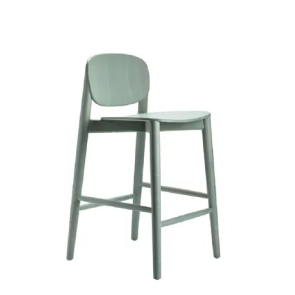 Sgabello Harmo Kitchen Stool in legno di Frassino verniciato Azzurro Grigio di Infiniti