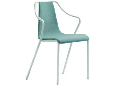 Sedia in tessuto con struttura in metallo con braccioli Ola P M TS di Midj