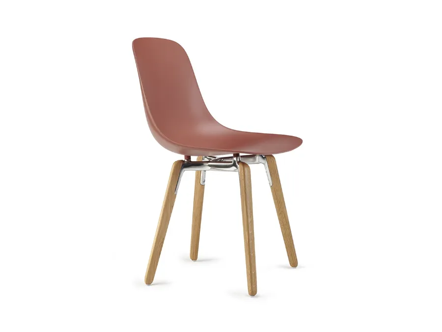 Sedia Pure loop Mono Wooden Legs con scocca in polipropilene e gambe in massello di Faggio Naturale Infiniti