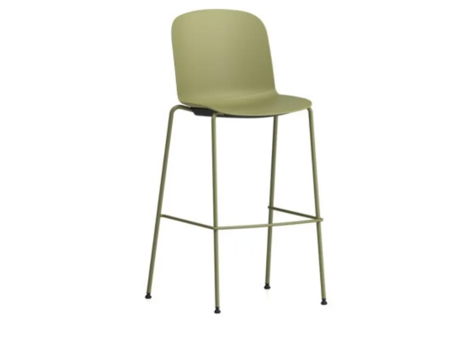 Sgabello Relief Sled Kitchen Stool con scocca in polipropilene e base in tondino di acciaio di Infiniti