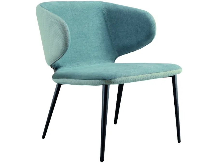 Sedia lounge in tessuto con gambe in metallo verniciato Wrap AP M TS di Midj