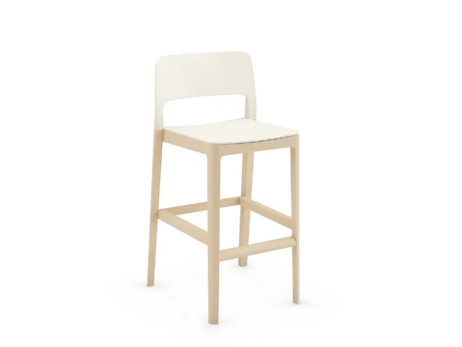 Sgabello Settesusette Kitchen Stool in polipropilene con base in Faggio massello di Infiniti