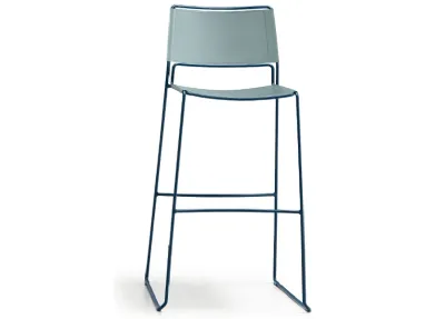 Sgabello in cuoio con struttura a slitta in acciaio Slim M CU di Midj