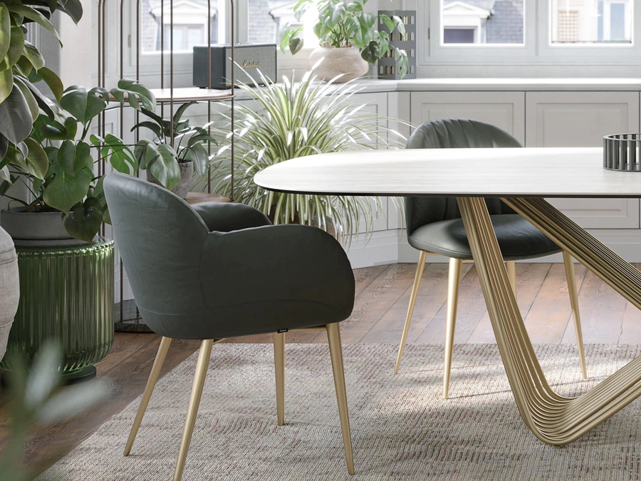 Sedia in pelle imbottita Olympia di Tonin Casa