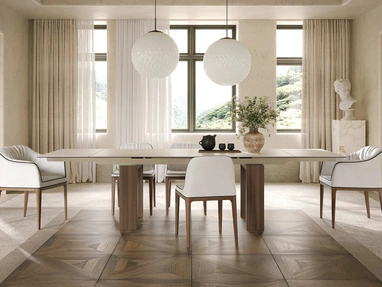 Tavolo Brooklyn in gres Travertino di Tonin Casa