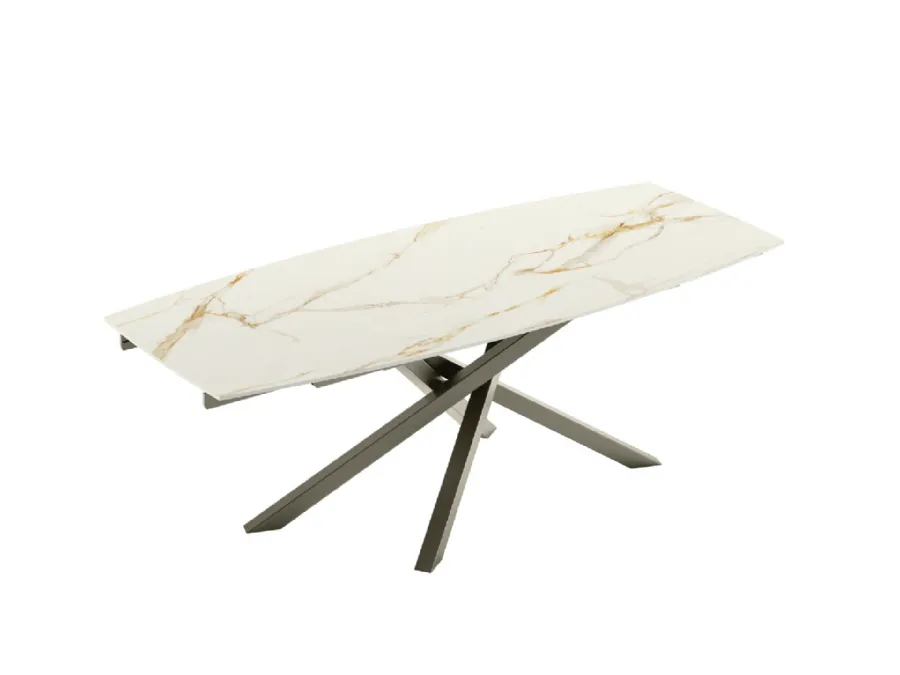 Tavolo allungabile Ouverture Caranto con piano in ceramica e struttura in metallo di Veneta Cucine