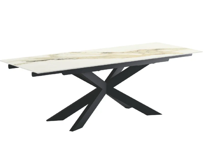 Tavolo allungabile Prelude Caranto con piano in ceramica e base in metallo di Veneta Cucine