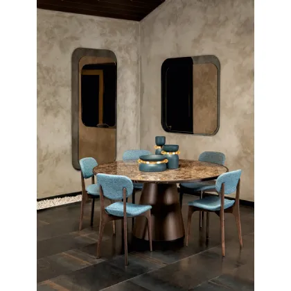 Tavolo rotondo con top in grès porcellanato e base in legno Prime di Tonin Casa