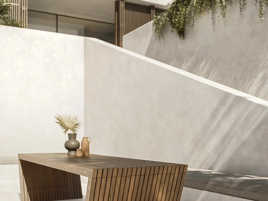 Tavolo Project 08 in listelli di frassino massello di Modulnova