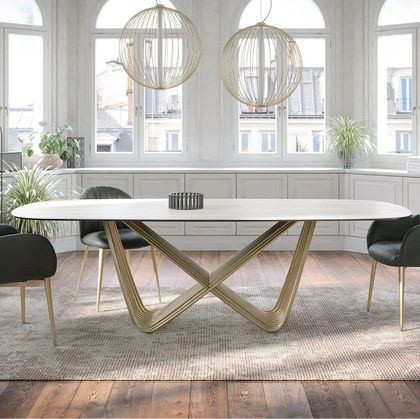 Tavolo Tenso con top in gres travertino di Tonin Casa