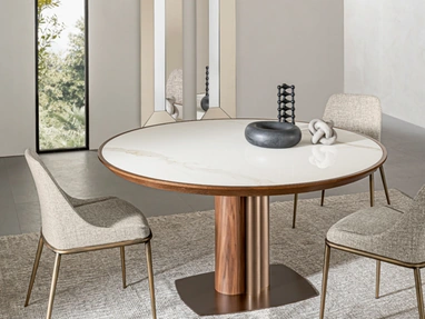 Tavolo Tower in legno e ceramica di Riflessi