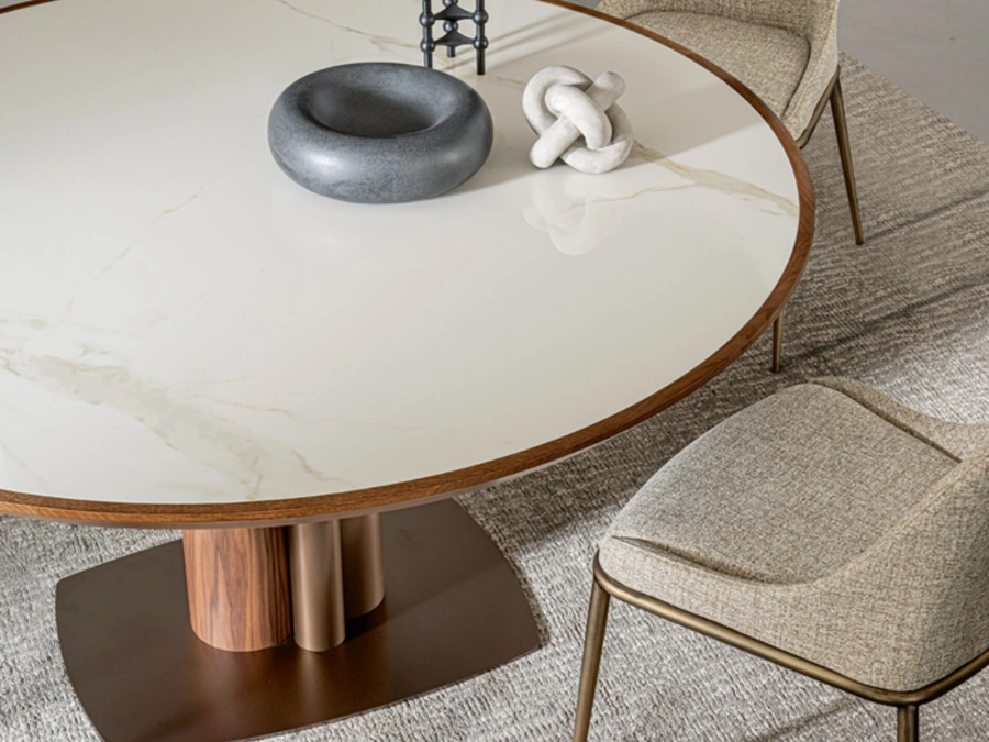 Tavolo Tower in legno e ceramica di Riflessi