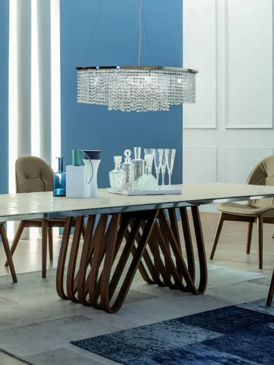 Tavolo allungabile di design Arpa con struttura in legno e top in Vetro ceramicato di Tonin Casa