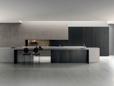 Cucina Design con isola Blade in Pietra Piasentina di Modulnova