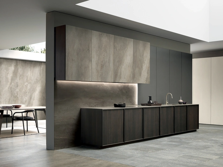 Cucina Design Frame Black Dust lineare di Modulnova