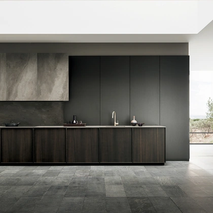 Cucina Design Frame Black Dust lineare di Modulnova