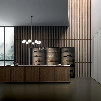 Cucina Design lineare Frame Black Dust di Modulnova
