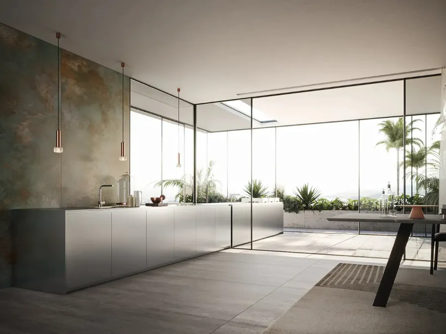 Cucina Design lineare Project 03 in acciaio inox di Modulnova