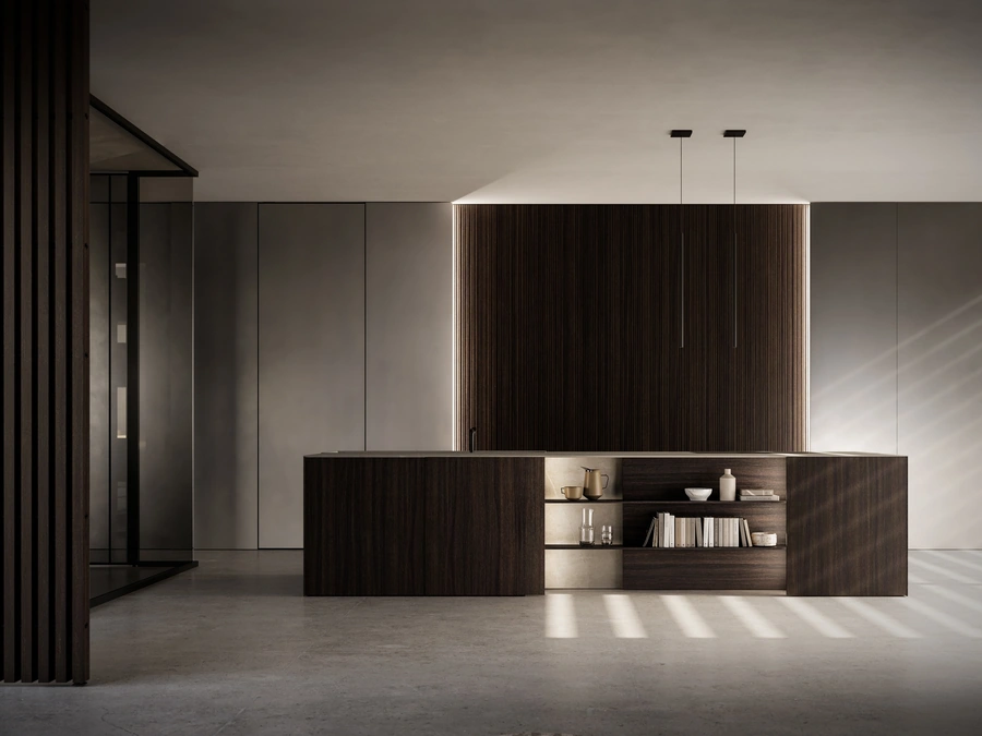 Cucina Design con isola Skill Legno di Modulnova