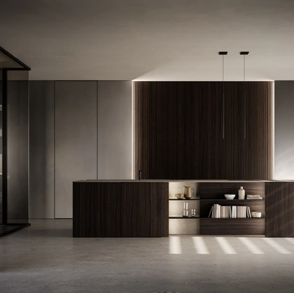 Cucina Design con isola Skill Legno di Modulnova