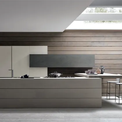 Cucina Design Twenty Resina Cemento Grigio con penisola di Modulnova