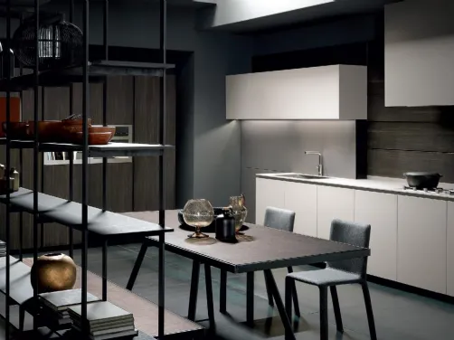 Cucina Design lineare Sospesa Twenty Resina Cemento Grigio di Modulnova