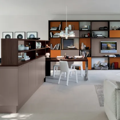 Cucina Moderna Extra lineare in laccato Marrone Visone e Rovere Botte di Veneta Cucine