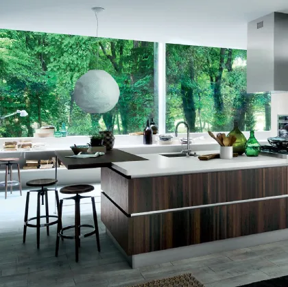 Cucina Moderna Oyster con penisola in Rovere Botte di Veneta Cucine