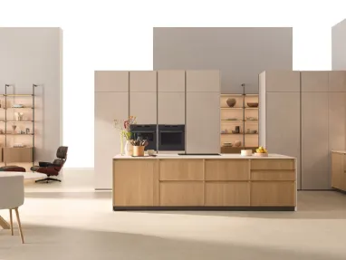 Cucina Moderna con isola Sakura 01 in Rovere Ikebana di Veneta Cucine
