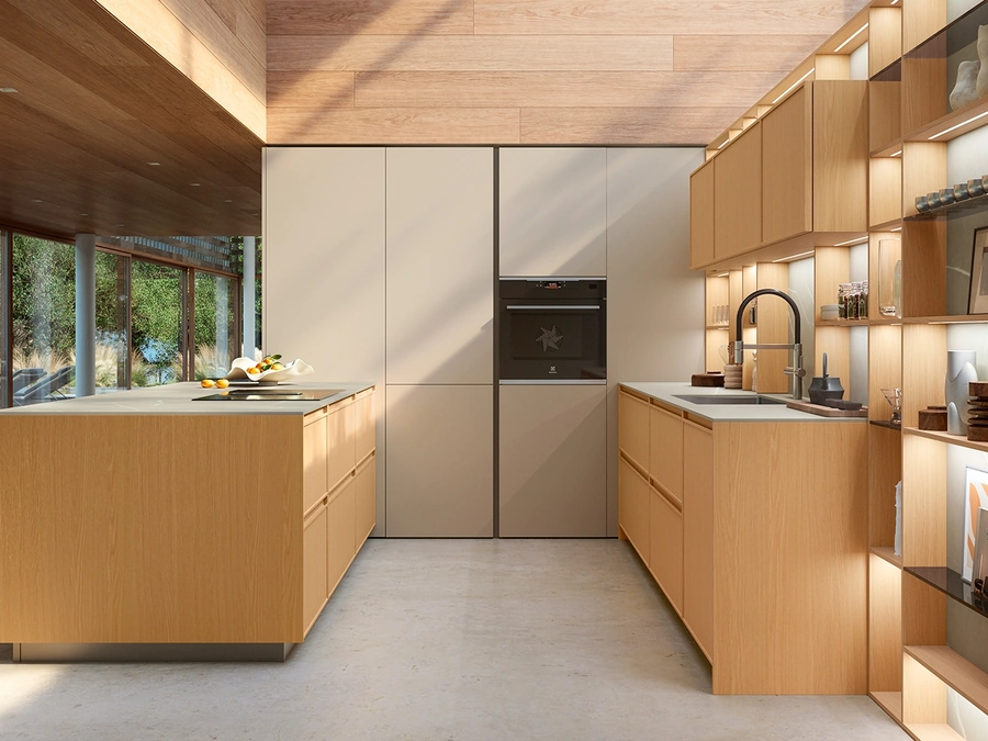 Cucina Moderna con penisola Sakura 08 di Veneta Cucine