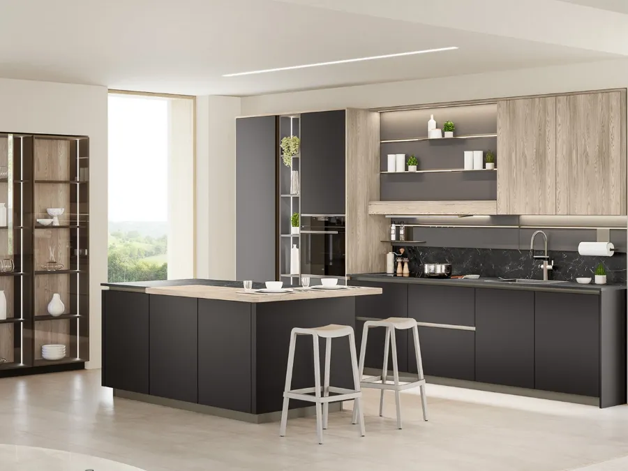 Cucina Moderna con isola Start Time J 02 di Veneta Cucine