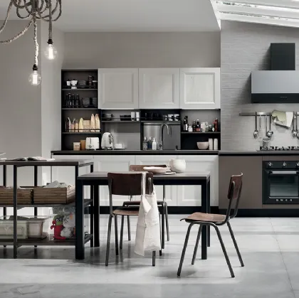 Cucina Moderna Start Time lineare finitura Antracite e Sequoia Bianco di Veneta Cucine